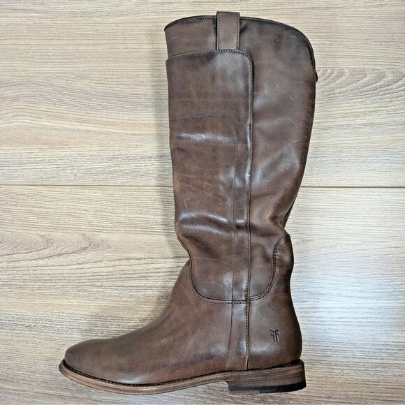 Frye Womens Paige Tall Riding Boots Antiqued Italian Leather Slate Brown Sz 6 - Picture 10 of 13